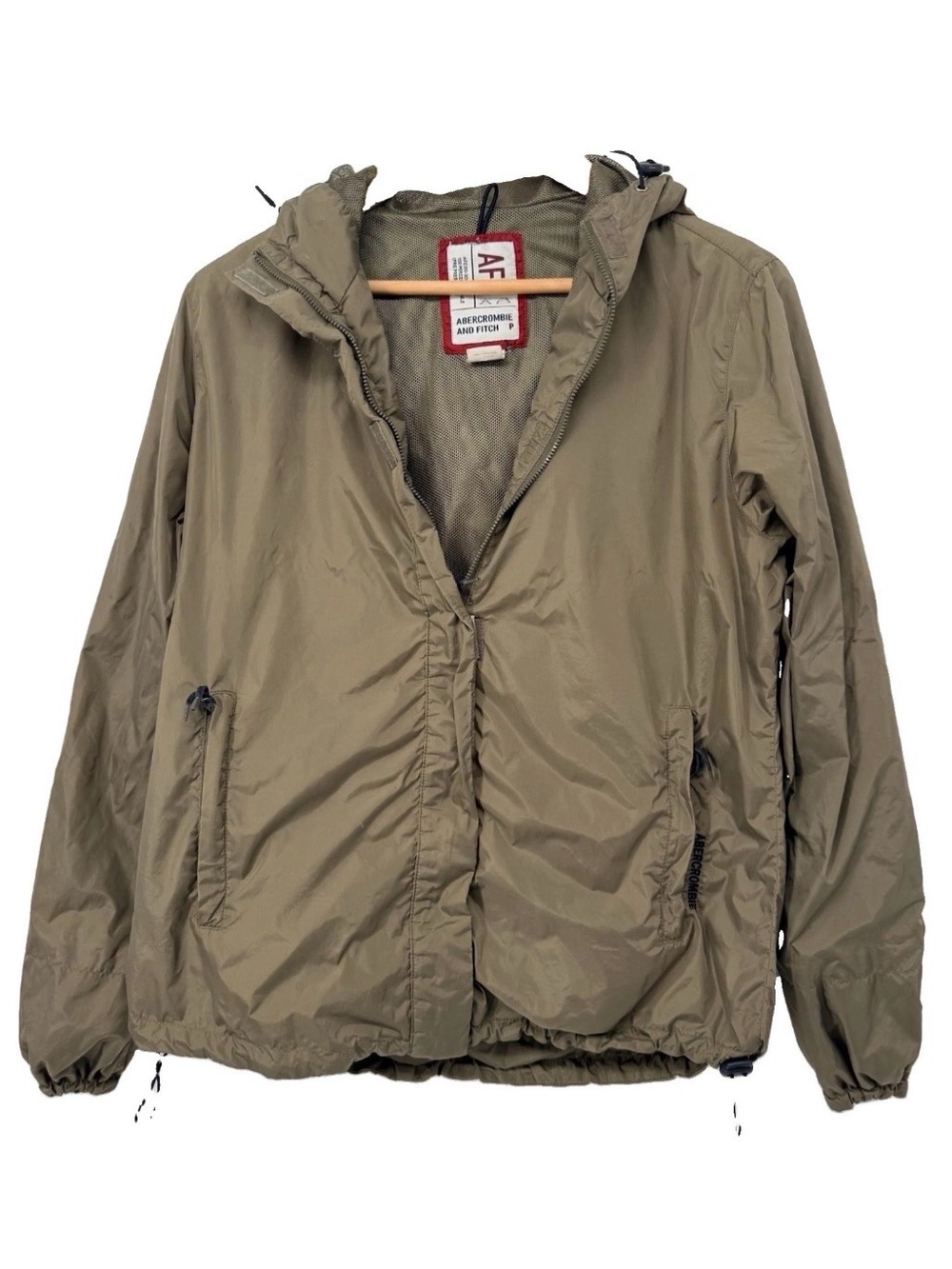 Abercrombie & Fitch Vintage Olive Green Windbreaker Jacket Petite Y2K Gorpcore